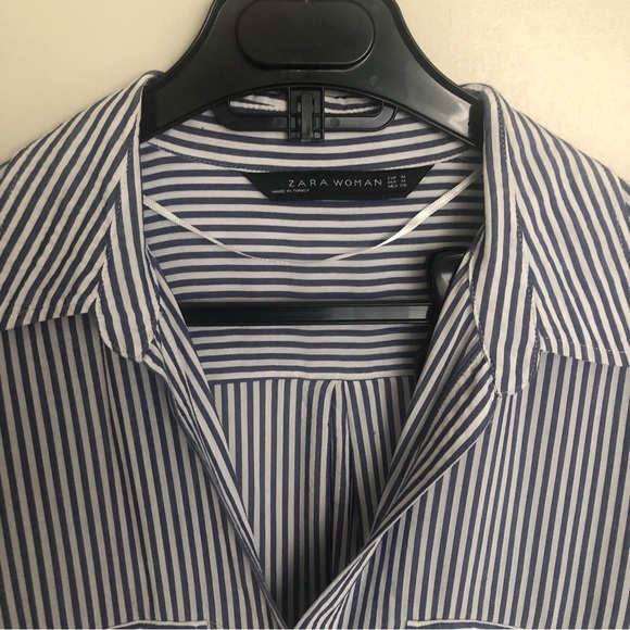 Zara blue and white striped shirt. - Picture 8 of 13